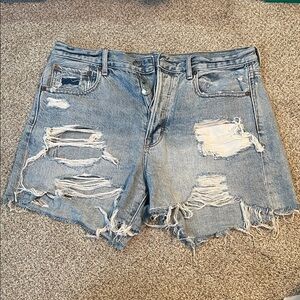 American Eagle Outfitters Light Blue Distressed Jean Shorts